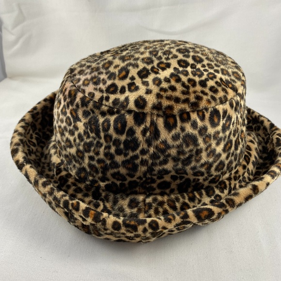 LEOPARD PRINT Hat with Brim 21 1/2" Nice fabric Wear Brim Up Or Down - Picture 8 of 15